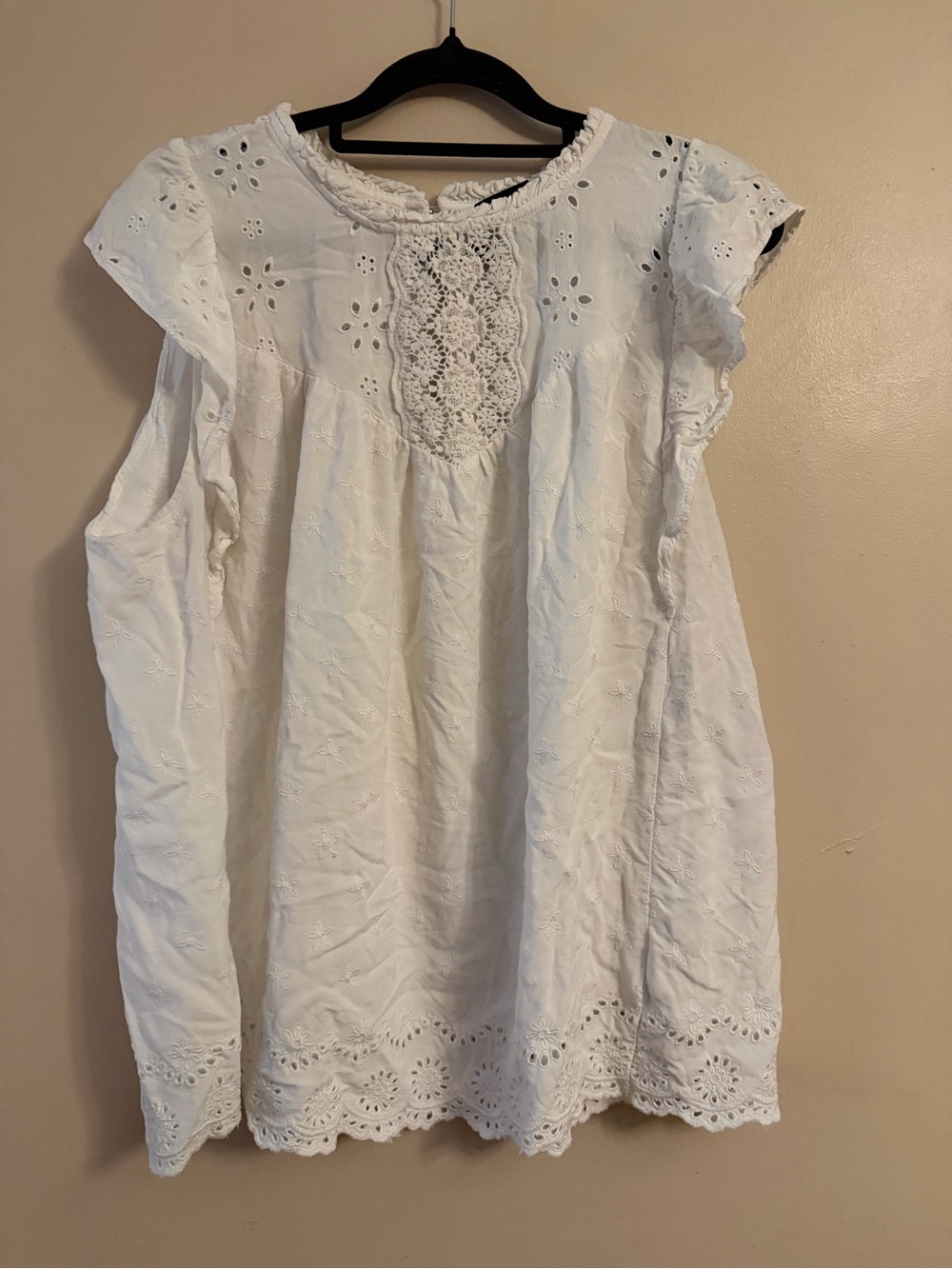 torrid White Eyelet Crochet Front Blouse